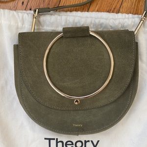 Theory Whitney Crossbody Bag in Olive Green Suede